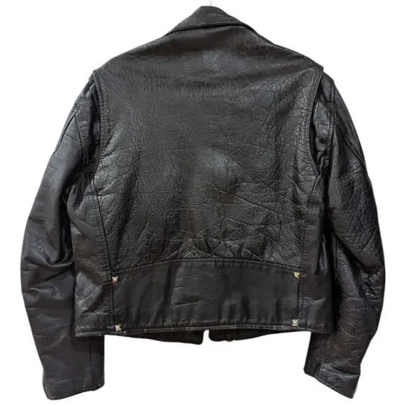 Vintage Ralph Lauren x Chaps U.S ARMY 100% Leather Moto Jacket Men's S in black - Picture 2 of 9